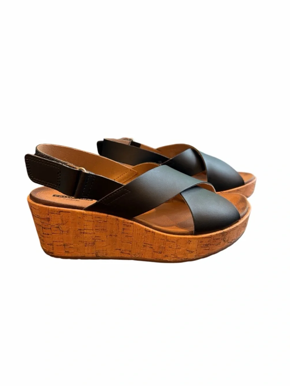 Clarks Collection Black Wedge Sandals Comfort Slingback Casual Size 7 - Picture 5 of 8